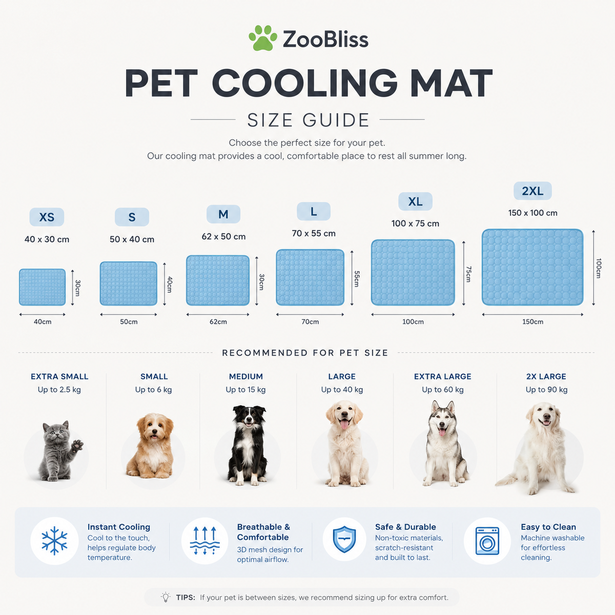 Self-Cooling Pet Mat for Dogs & Cats