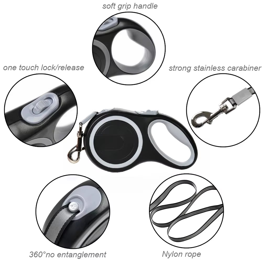 Long Strong Pet Leash for Large Dogs Durable Nylon Retractable Big Dog Walking Leash Leads Automatic Extending Dog Leash Rope