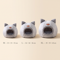 Cozy Cat-Ear Cave Bed size comparison — M, L and XL