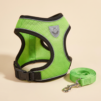 ZooBliss reflective mesh dog harness and matching leash in green