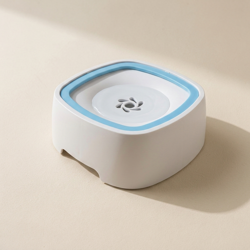 Anti-splash floating disc pet water bowl shown from an elevated product angle