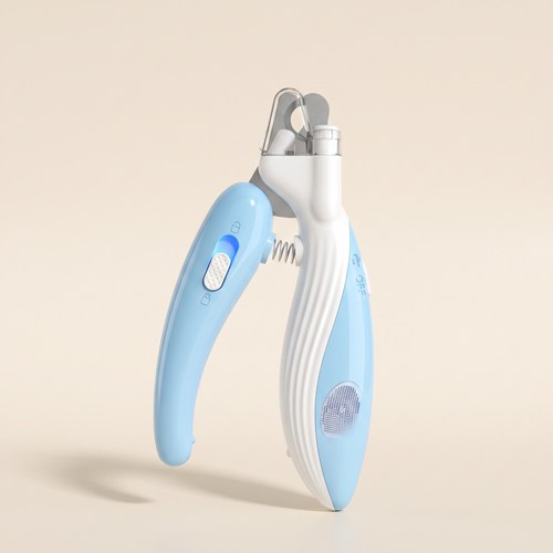 ZooBliss LED pet nail clippers on a warm ivory studio background