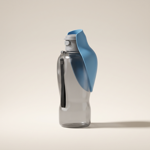 ZooBliss 800 ml portable dog water bottle on a warm ivory studio background